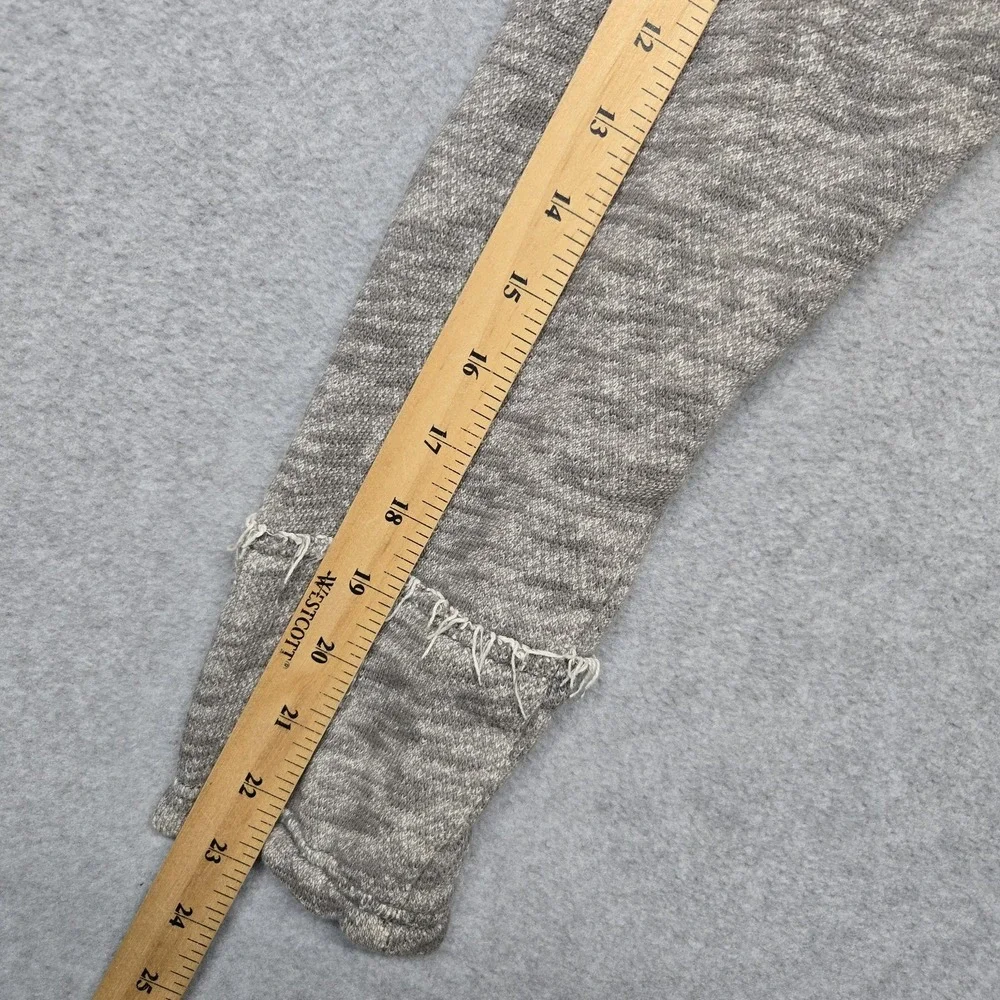 Free People‎ Jacket Womens Small Blue Gray Denim Fleece Hoodie Distressed Casual - Picture 16 of 16